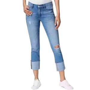 Buffalo David Bitton Faith Mid-Rise Straight Cropped Distressed Jeans, 32